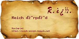 Reich Árpád névjegykártya
